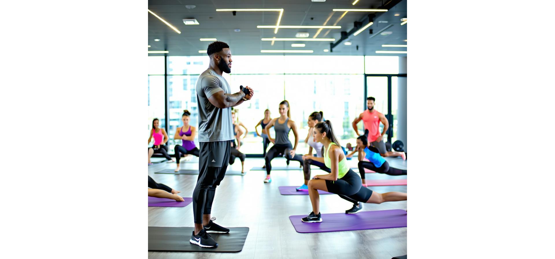 VitalCore personal trainer guiding a diverse client group exercises