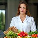 Nutritionist presenting healthy meal options